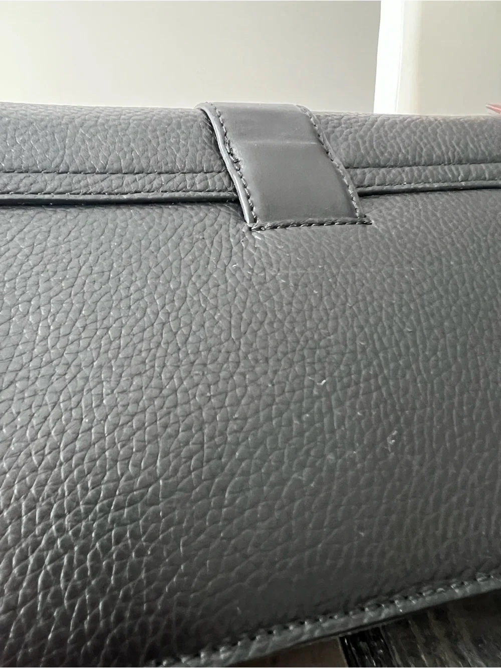 kate spade Black Pebbled Leather Envelope Clutch with Gold Accent